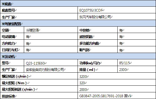 國六東風(fēng)多利卡3.5方消防灑水車底盤技術(shù)參數(shù) 國六東風(fēng)多利卡3.5方消防灑水車底盤技術(shù)參數(shù)